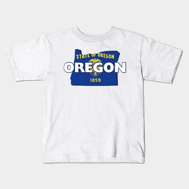 Oregon Colored State Kids T-Shirt by m2inspiration